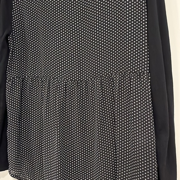 LOFT Sweater Blouse Long Sleeve Classic Black White Polka Dot Layered  Flowy EUC - Picture 7 of 8